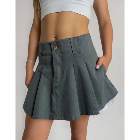 Pollera Plisada Gabardina Mini Mujer