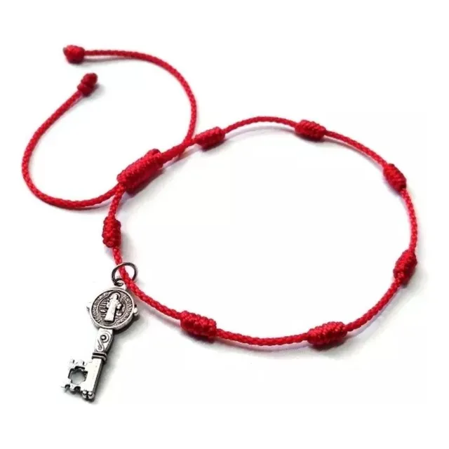 Pulsera Hilo Rojo San Benito 7 Nudos Protección 