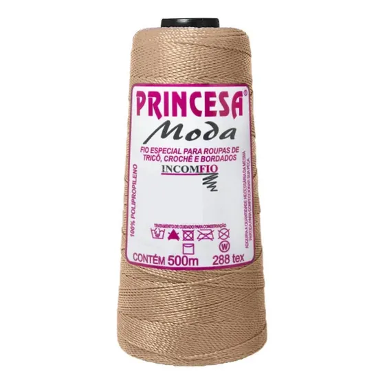 Linha Princesa Moda Fio Grosso 500m Incomfio Trança, Crochê Cor Bege Rosado 3511