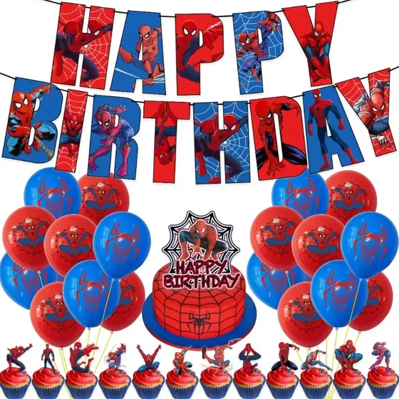Set Cumpleaños Spiderman Cotillón 
