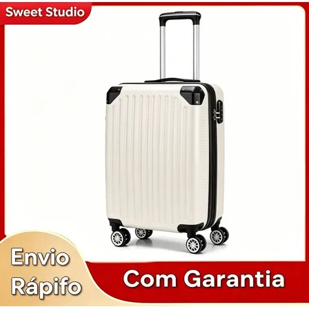 Mala de Bordo Rígida Sweet Studio Bege em ABS com Rodas Duplas 360° para Viagem