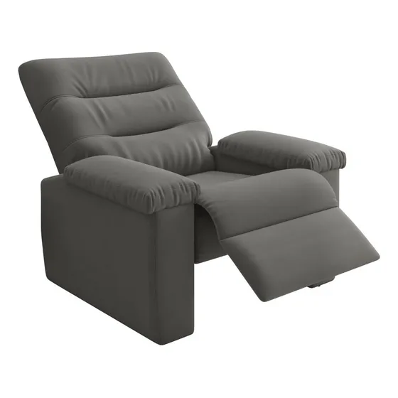Poltrona Do Papai Reclinável Besthouse Onix Pop Veludo Cinza