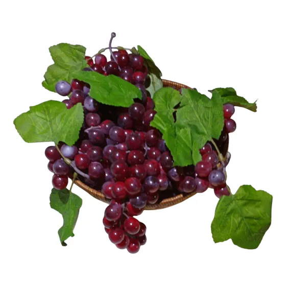 Uvas Artificiales Gigantes X 6 Racimos Con Cesto De Ratán