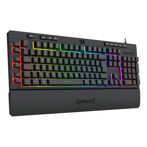 Teclado Gamer Membrana Redragon Shiva Rgb V2 Preto Preto Português Brasil