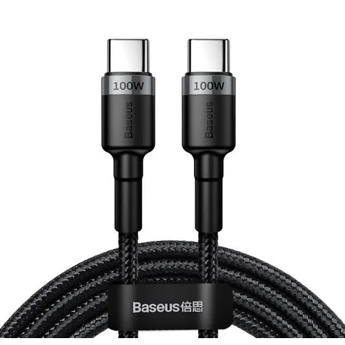 Cable de teléfono celular Baseus USB doble tipo C de 100 W con 2 metros, color negro