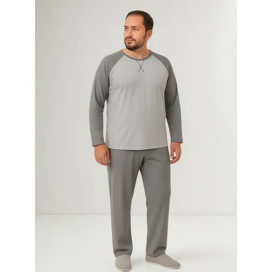 Pijama Plus Size Masculino Manga Longa Confortável