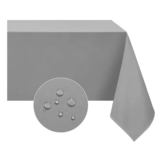 Mantel Rectangular Antimanchas Impermeable 220 X 140 cm Aura Zeus Color Gris