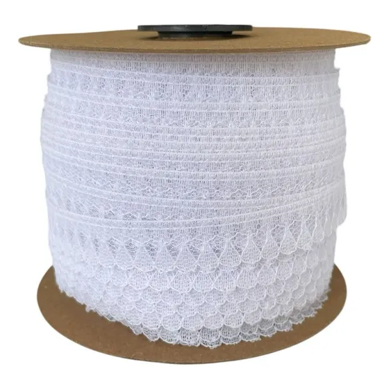 Rollo De Encaje Rígido Mod 2305 Con 100 Mtrs Blanco