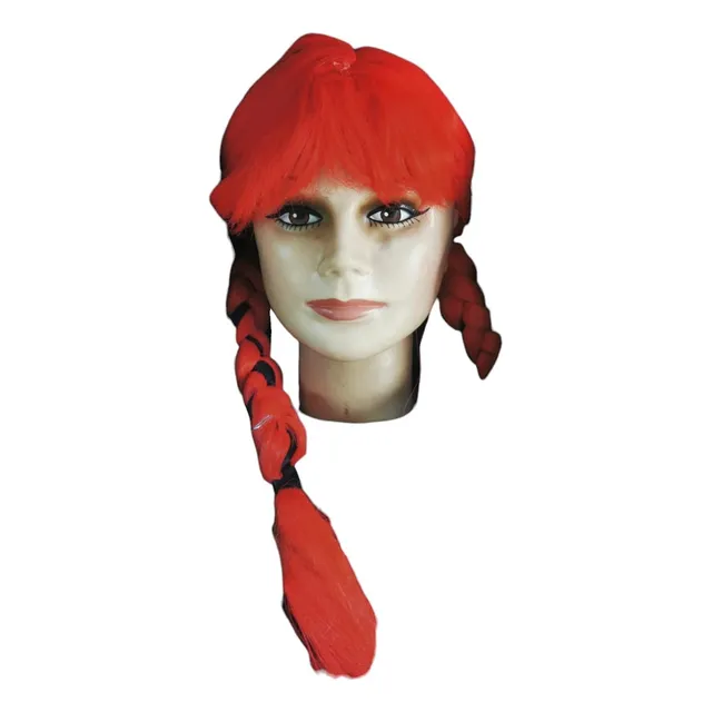 Peluca Rojo Con Trenzas Con Flequillo Largo Nuevo