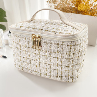 Bolsa De Cosméticos A Cuadros Portátil De Gran Capacidad Par Bolsa De Cosméticos A Cuadros Portátil De Gran Capacidad Par
