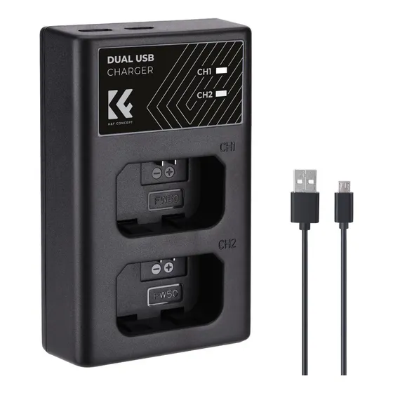 Cargador Dual Rápido K&f Concept Para Baterías Sony Np-fw50