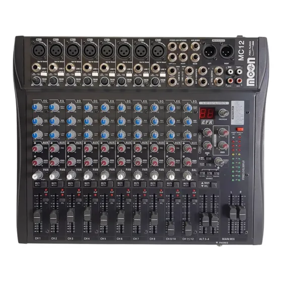 Mixer Consola 12 Canales Moon Mc12 Efectos Sonido Audio Profesional