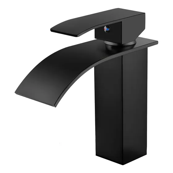 Llave Grifo De Lavamanos Modelo Cascada Cuadrada Acero Mate