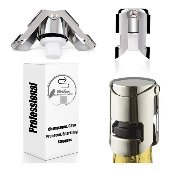 Set 3 Tapon Para Sellador Champan Acero Inoxidable Largo