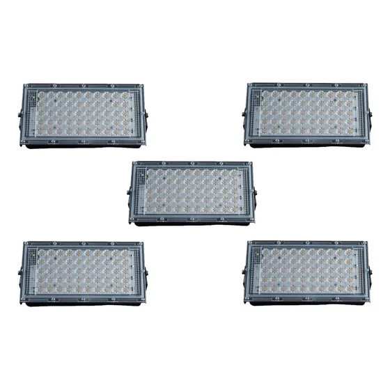 Reflector 50w Luz Calida P/ Exteriores Paquete 5 Piezas Color De La Carcasa Negro
