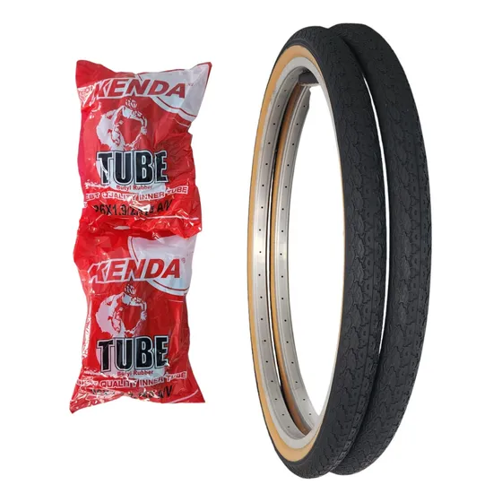 2 Pneu Kenda 26x1.1/2 Barra Forte Monark Faixa Bege+2 Câmara