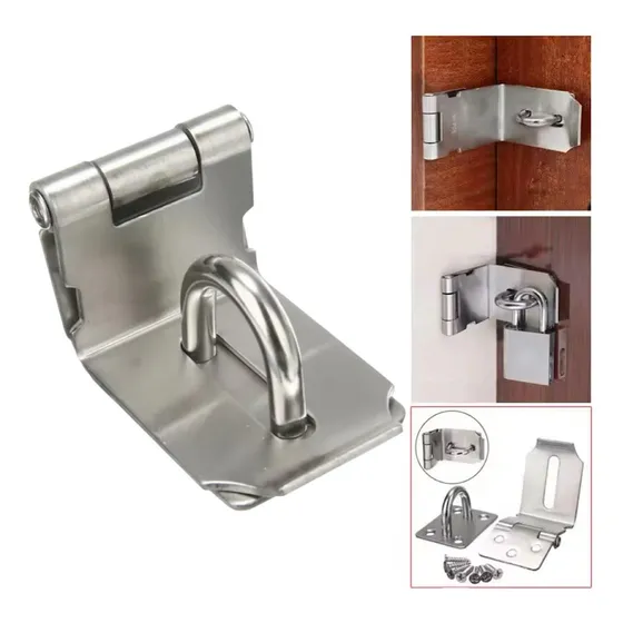 Trinco Para Porta Cadeado 90° Em Aço Inox Fecho Anti Roubo