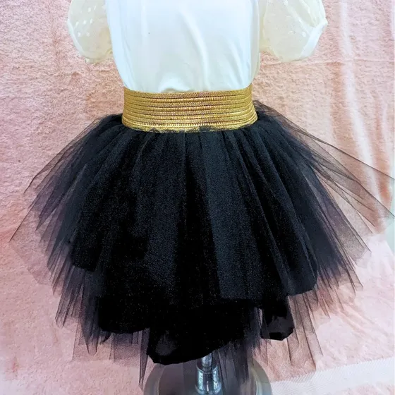 Tutus Negro Pretina Dorada Y Plateada