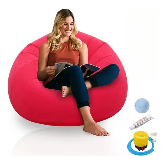 Sillón Inflable Silla Aterciopelada Puff Cómodo Sofá+bomba