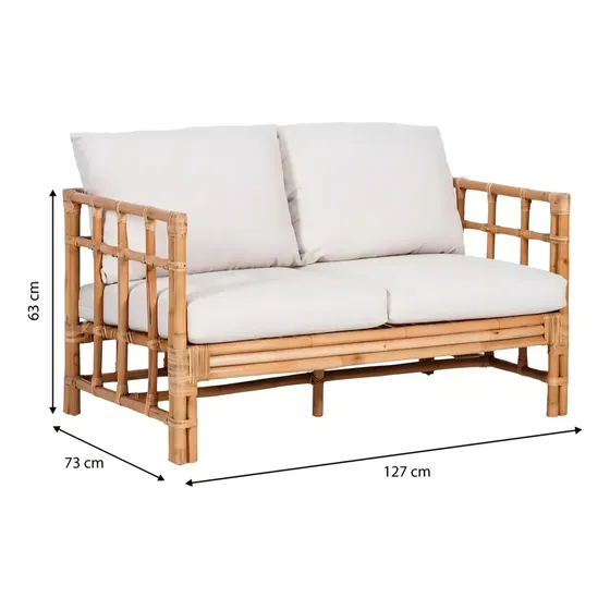 Sofá Terraza Ratán Natural 2 Cuerpos Beige