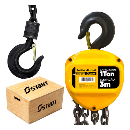 Talha Manual 1 Ton C/ Corrente 3 Metros P/ Uso Profissional Talha Manual 1 Ton C/ Corrente 3 Metros P/ Uso Profissional