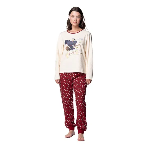 Pijama Largo Mujer Algodón Invierno Harry Potter C2 M251 Top