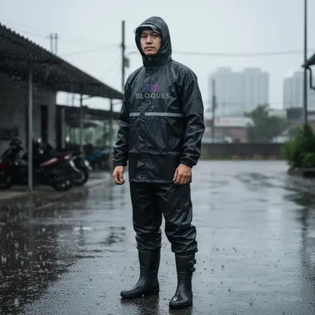 Capa Chuva Motoqueiro Moto Impermeável Refletivo Capuz Pvc Preto Gg