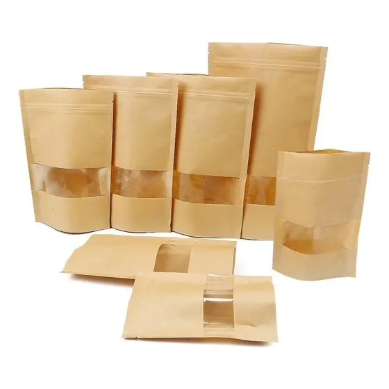 Saco Stand Up Pouch Kraft C/ Visor 15x22 C/ 100 Unid.