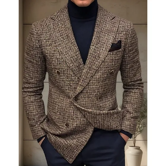 Chamarra F Para Hombre, Casual, A Cuadros, Doblada, De Un So