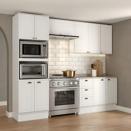 Cozinha Completa C Balcão Milla Charm Carraro Branco