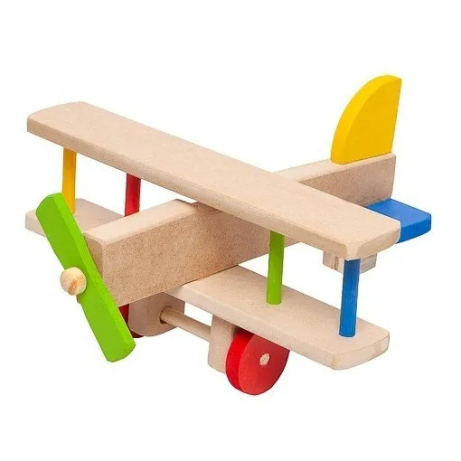 Brinquedo Pedagogico Colorido Aviãozinho Avião Madeira Cor Multicolorido Personagem N/a