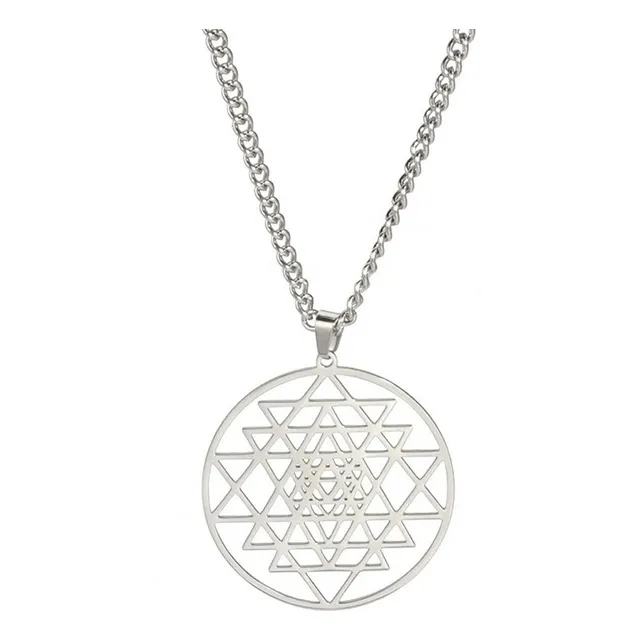Collar Sri Yantra Símbolo Meditación En Acero Inoxidable