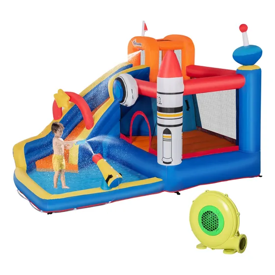 Outsunny Tobogan Acuatico Inflable 5 1 Para Niño Casa Rebote
