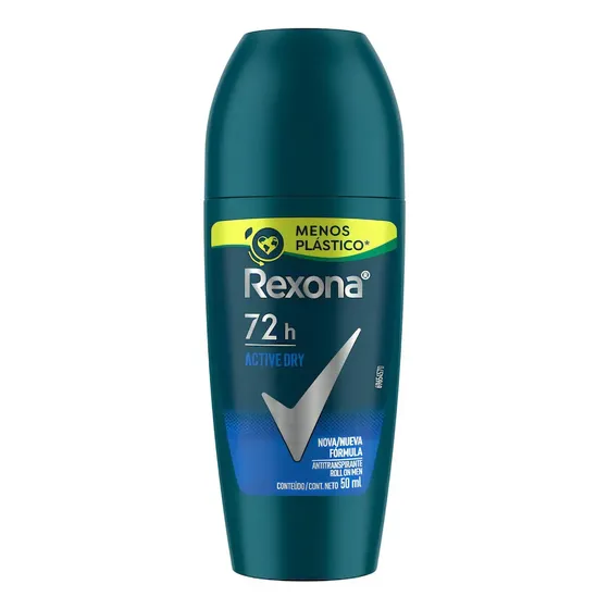 Antitranspirante Masculino Rollon Active Dry Notas Cítricas 50ml Rexona