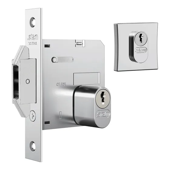 Fechadura Porta De Correr 1006 Roseta Quadrada Stam Cromada