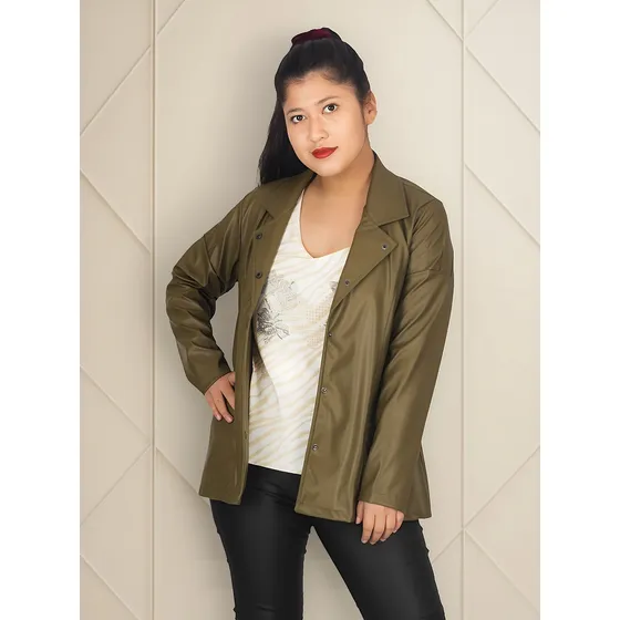 Campera Eco Cuero Mujer C/broche Onara Charo Talles Grande S