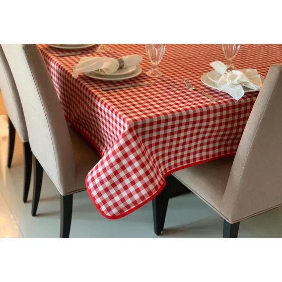 Toalha De Mesa Retangular 8 Lugares Xadrez 2,70m X 1,50m