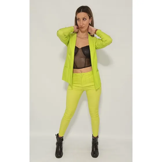 Blazer Saco Mujer De Vestir Bengalina Dama Bolsillos Moda