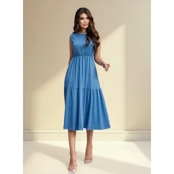 Vestido Midi Algodão Premium Elegante Versátil E Confortavel