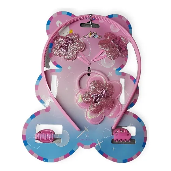 Vincha Hebillas Colitas Con Aplique  Mini Broches Set X 6