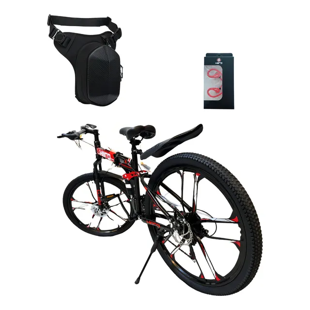 Bicicleta Plegable De Montaña 21 V, Rodada 26 Con Mariconera Rojo Grande