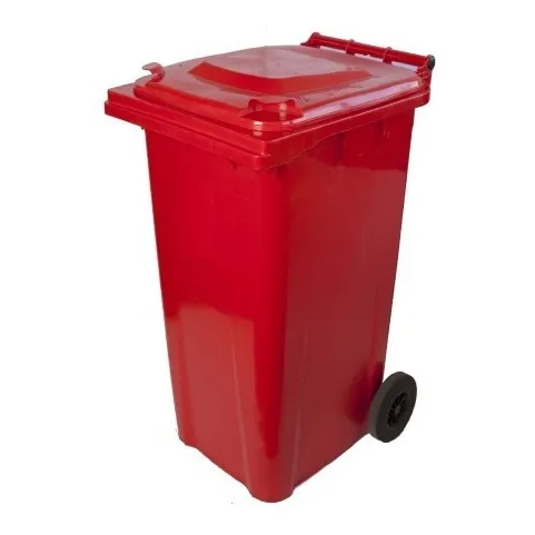 Contenedor De Basura De 240 Lts Rojo  Con Ruedas.