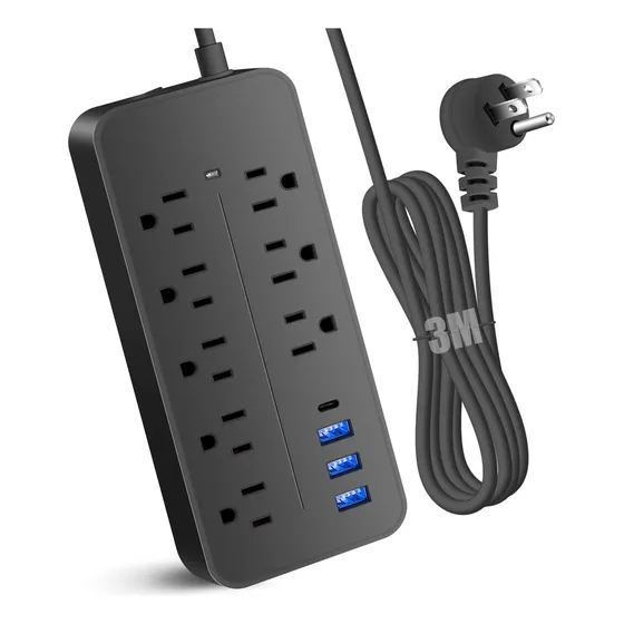 Placa Alimentación Multicontactos Con 8 Salidas 3 Usb Y 1 Tipo C, 3m