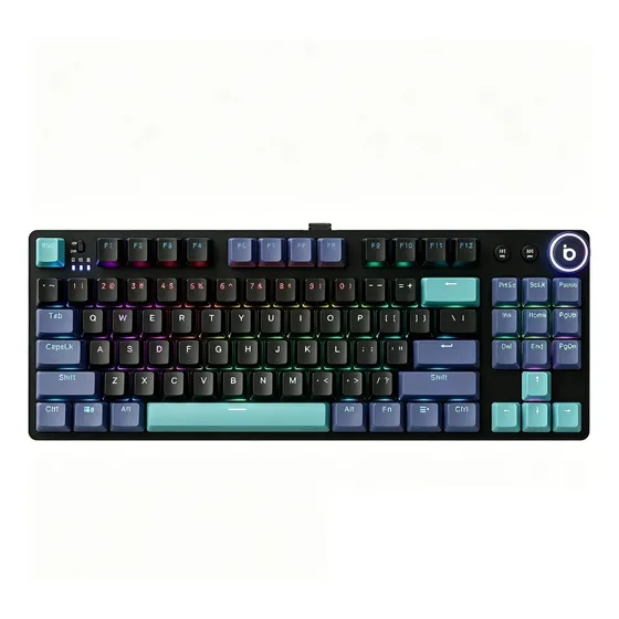 Teclado Mecânico Gamer TKL RGB, Tri-Mode (Wireless/BT/USB-C) Switch Vermelho com Knob, ANSI Teclado Bluetooth Anti-Ghosting Para PC/Laptop/Gaming/Office
