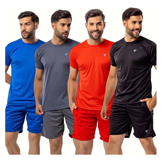 Kit 4 Conjuntos Dry Fit Masculino Camisas + Shorts Academia