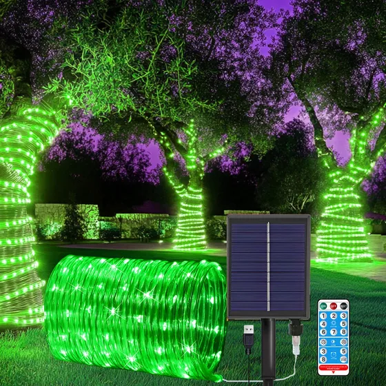Cadena De Luces Led Solar 10m Con Usb&control Remoto,jardín