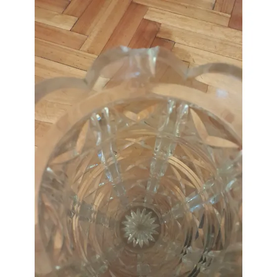 Antiguo Florero Jarron De Cristal Tallado No Envio