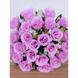 Buquê De Rosas Com Folhagem C/24 Flores Artificial Buquê De Rosas Com Folhagem C/24 Flores Artificial