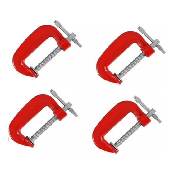 Kit 4 Grampos Sargento 2 Polegadas (51mm) Tipo C Em Ferro