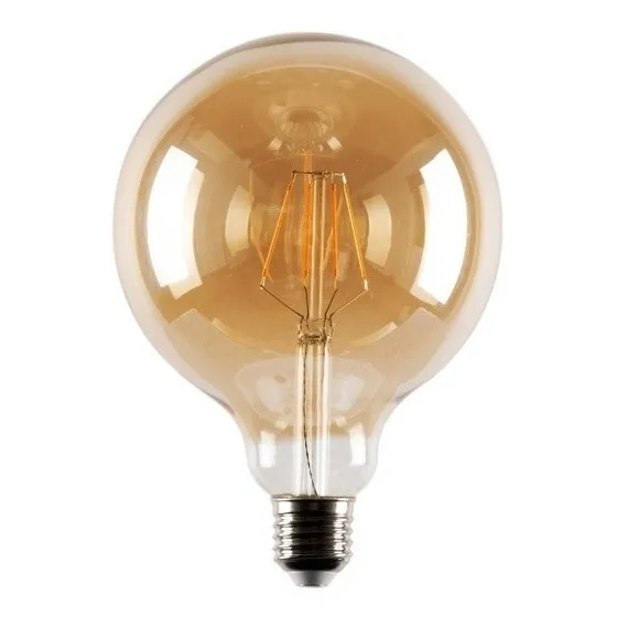 Pack X2 Lampara Globo Foco Candela Led Filamento Ambar 6w